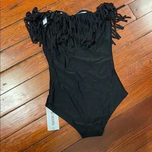 NWT black swimsuit with fringe size small